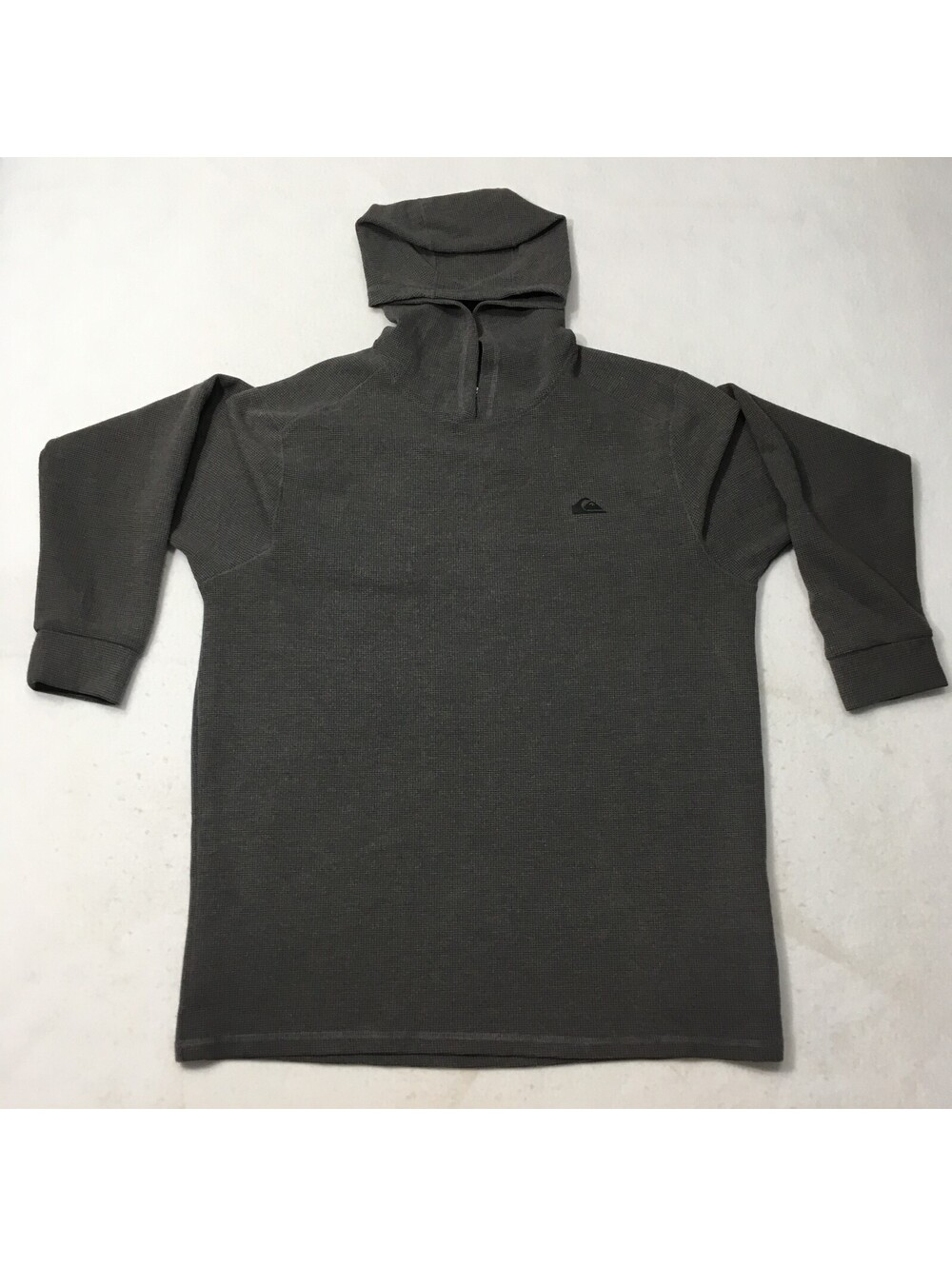 QUIKSILVER Men's Textured Hoodie Pullover Hooded Shirt DRYFLIGHT XL Knit GRAY